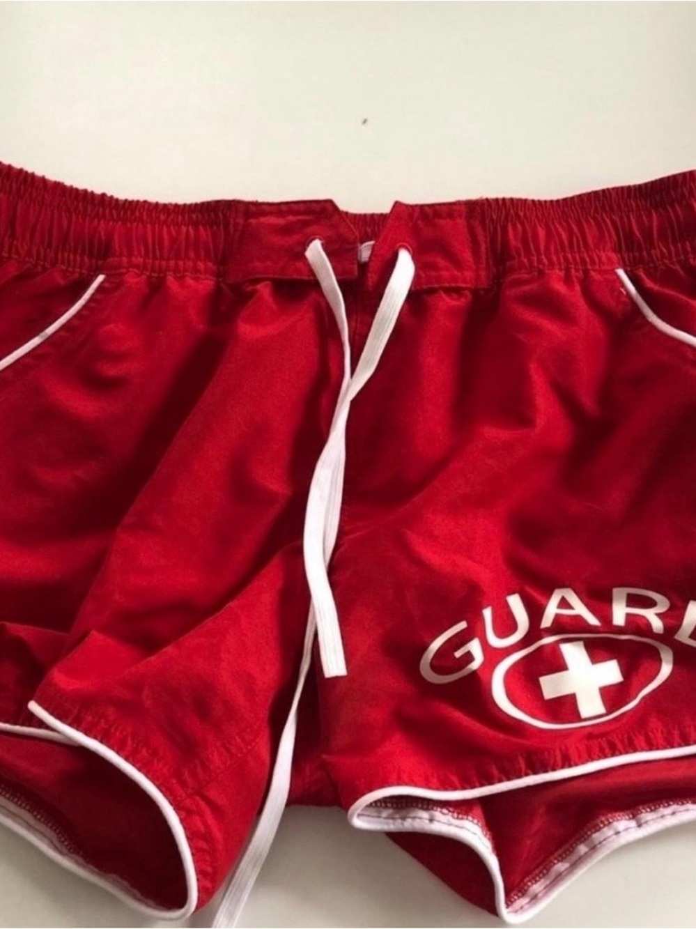 Red 'GUARD' Lifeguard Style Athletic Shorts